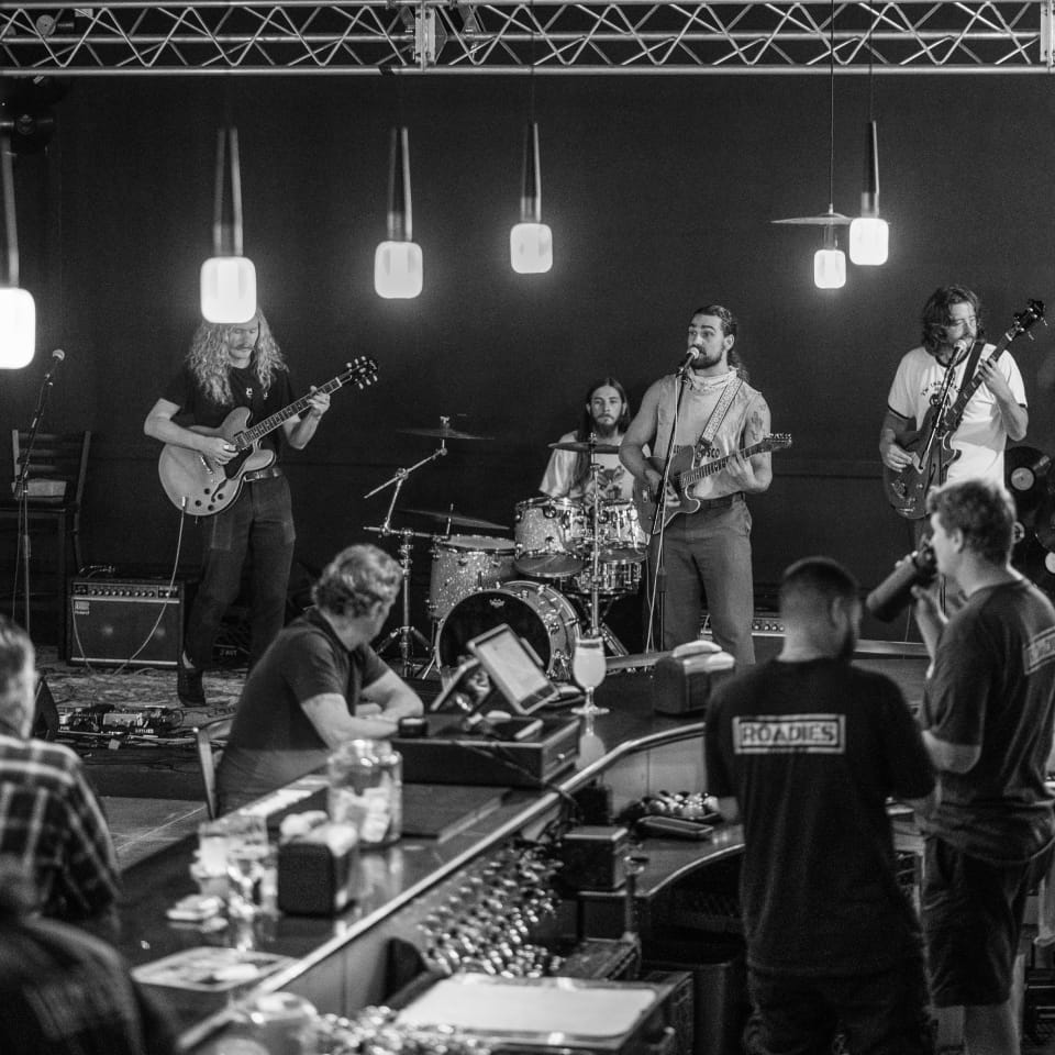 Band playing on stage at The Roadies Brewing Co. in Vista CA