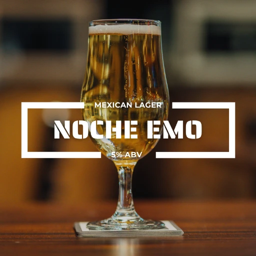 Glass of Noche Emo on a counter at the roadies brewing co. in vista CA