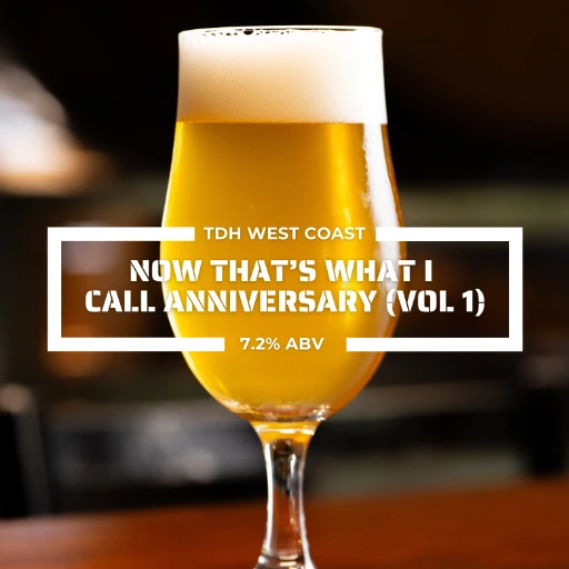 Glass of Now Thats What I Call Anniversdary Vol. 1 on a counter at the roadies brewing co. in vista CA