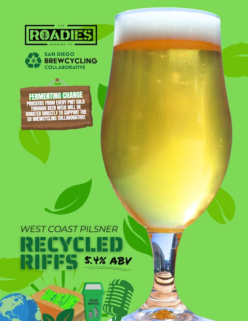 Glass Recycled Riffs at the roadies brewing co. in vista CA
