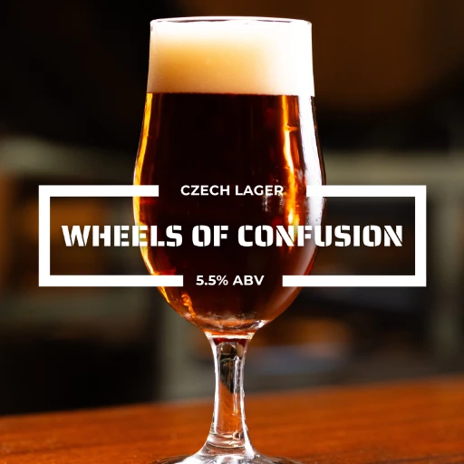 Glass of Wheels of Confusion on a counter at the roadies brewing co. in vista CA